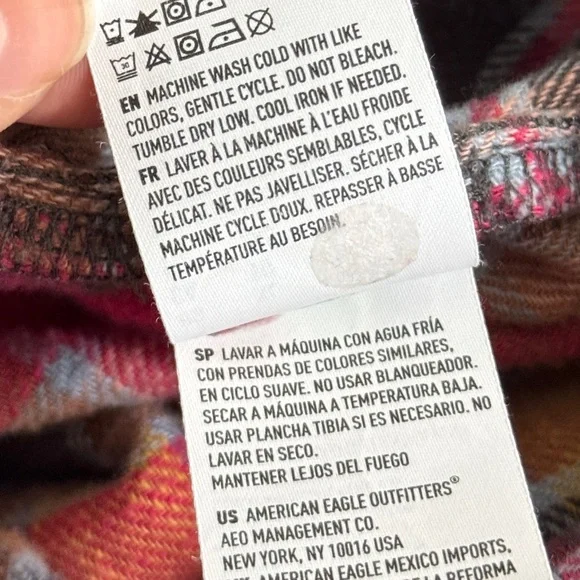 American Eagle XL Boyfriend Fit Plaid Long Sleeve 100% Cotton Flannel Shirt - Picture 7 of 8